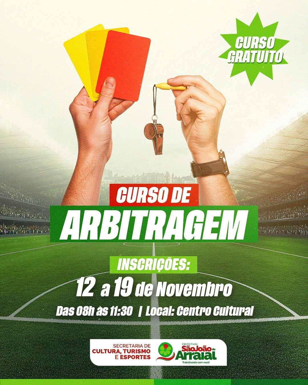 Prefeitura de São João do Arraial oferece curso gratuito de arbitragem esportiva