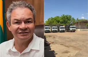 Rafael Brito e caminhões da Naturalle Tratamento de Resíduos (Foto: Reprodução)