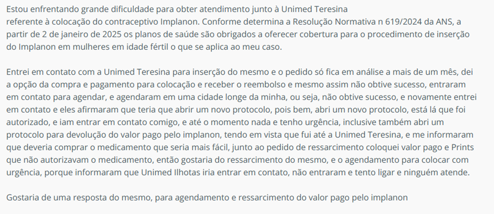 Reclamações constantes