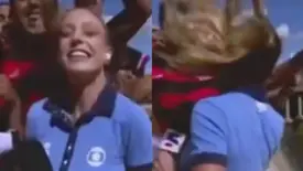 Repórter da TV Globo denuncia agressão de torcedores do Flamengo (Foto: Reprodução)