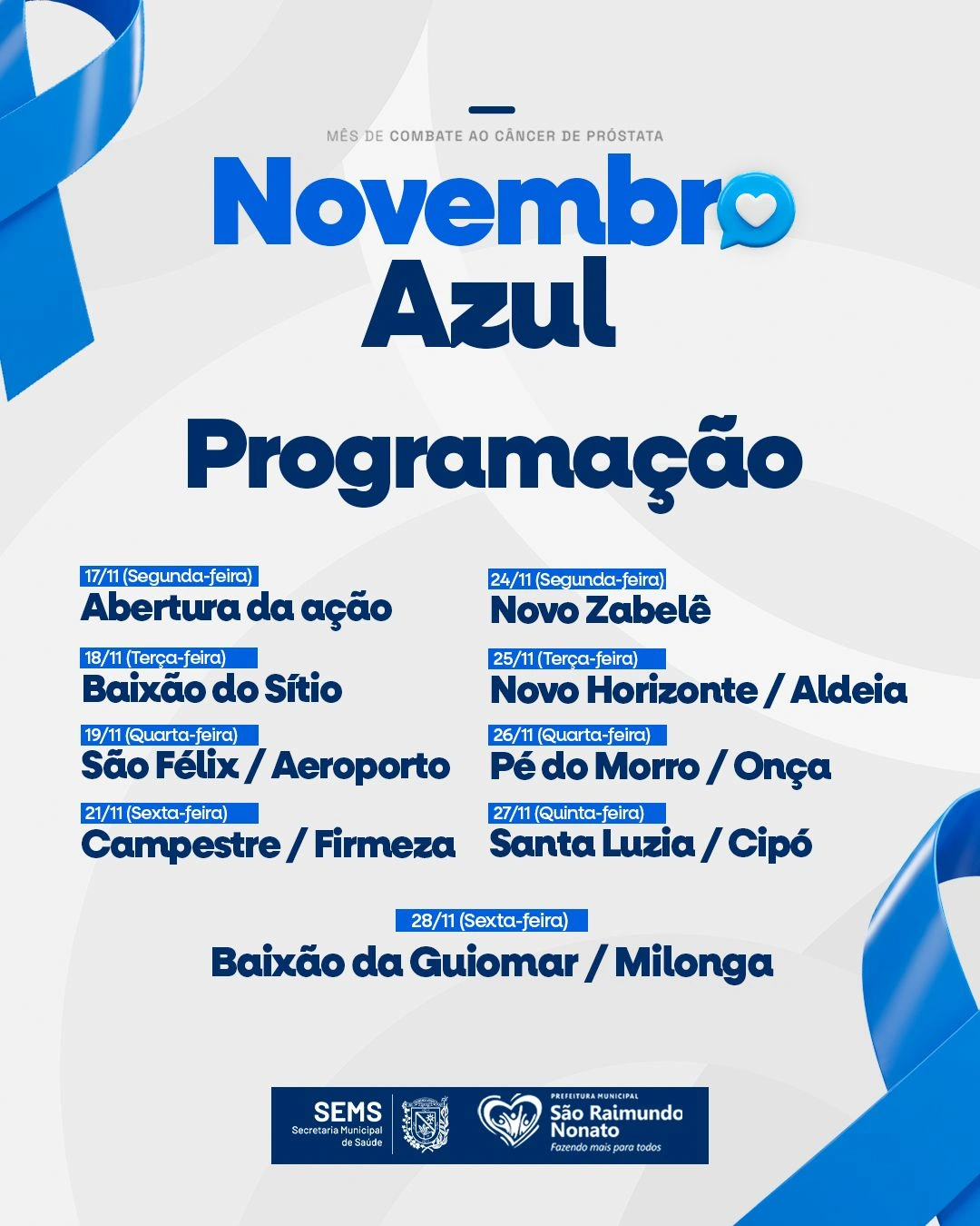 São Raimundo Nonato divulga programação do Novembro Azul nas comunidades