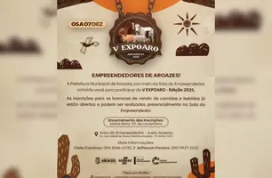 V EXPOARO 2025: Prefeitura de Aroazes abre inscrições para empreendedores (Foto: Divulgação)