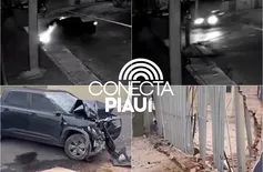 Vídeo mostra carro descontrolado colidindo contra muro na zona Leste de Teresina