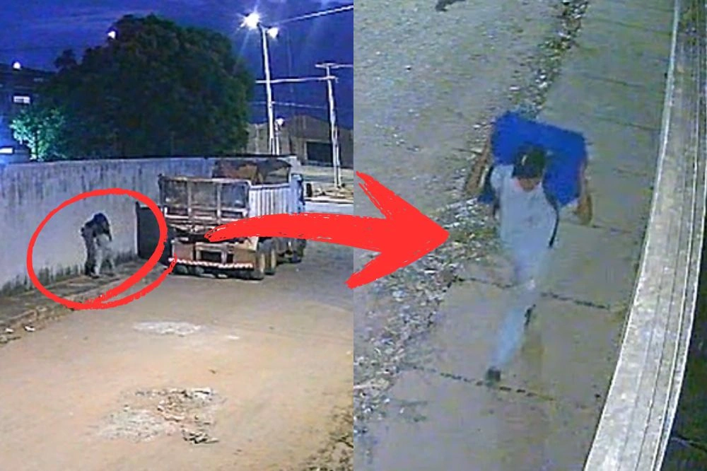 Vídeos mostram ladrão furtando bateria de caminhão na zona Sul de Teresina