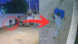 Vídeos mostram ladrão furtando bateria de caminhão na zona Sul de Teresina (Foto: Reprodução)