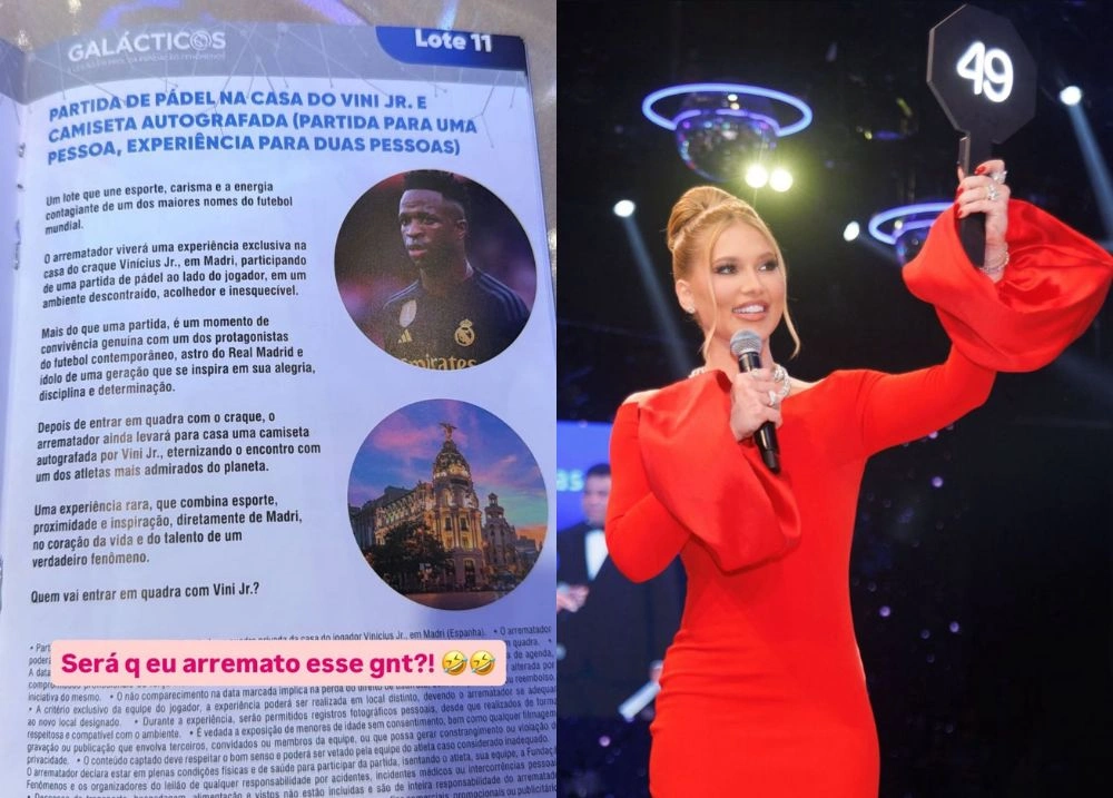 Virginia Fonseca arremata partida de pádel com Vini Jr. por R$ 350 mil