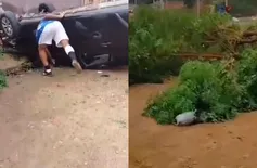 Carro sai da pista e capota após motorista perder controle em São Raimundo Nonato