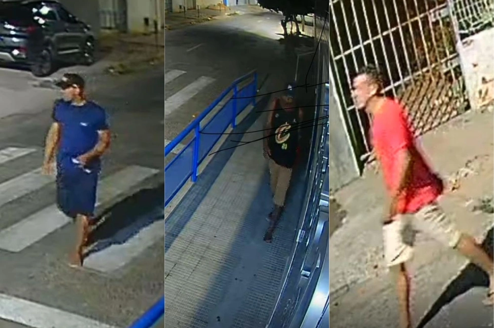 Câmera flagra trio de criminosos furtando carro estacionado no Centro de Teresina