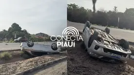Carro capota em trecho da BR-316 após saída de Demerval Lobão (Foto: Reprodução)