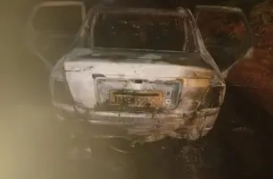 Carro é destruído por incêndio após pane em equipamento de som em Oeiras (Foto: Reprodução)