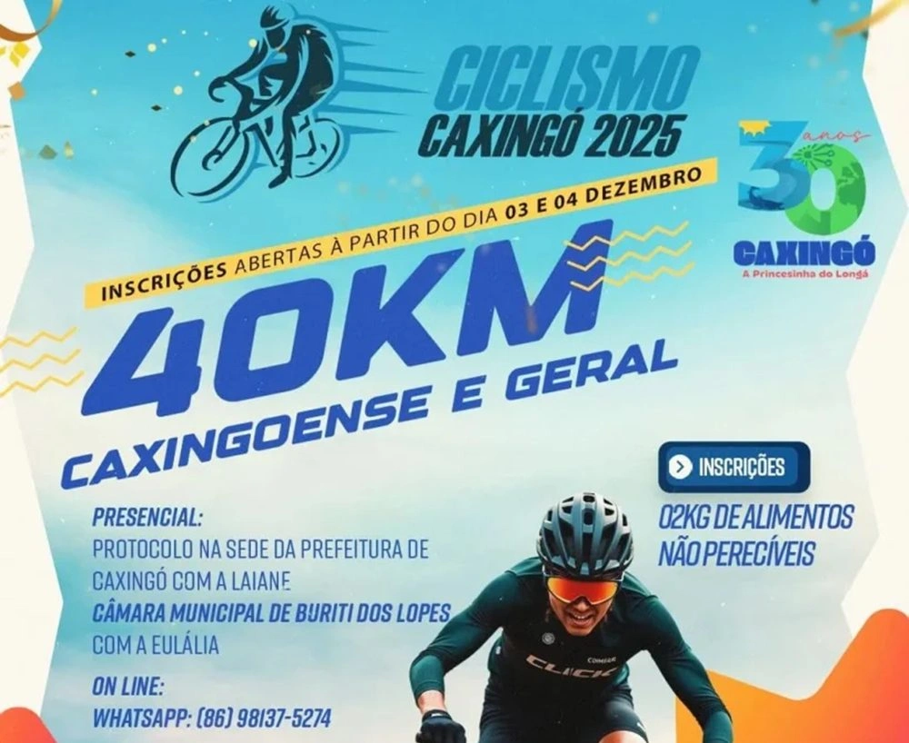 Caxingó abre inscrições para Desafio de Ciclismo 2025 dos 30 anos da cidade