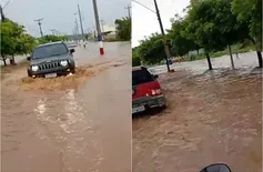 Chuva forte alaga ruas e invade comércios em Uruçuí