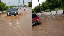 Chuva forte alaga ruas e invade comércios em Uruçuí (Foto: Reprodução)