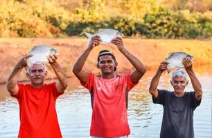 Criadores de peixe na localidade Carnaubal, no município de Oeiras, recebem o apoio da SAF (Foto: Geyrlis Silva)