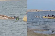 Embarcação com criança de 1 ano vira na Lagoa do Portinho; veja vídeo