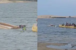 Embarcação com criança de 1 ano vira na Lagoa do Portinho; veja vídeo (Foto: Reprodução)