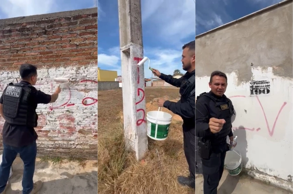 Forças de segurança removem pichações e reforçam combate ao crime em Luís Correia