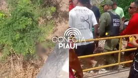 Homem é socorrido após cair da Ponte do Mocambinho, na zona Norte de Teresina (Foto: Reprodução)