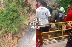 Homem é socorrido após cair da Ponte do Mocambinho, na zona Norte de Teresina (Foto: Reprodução)