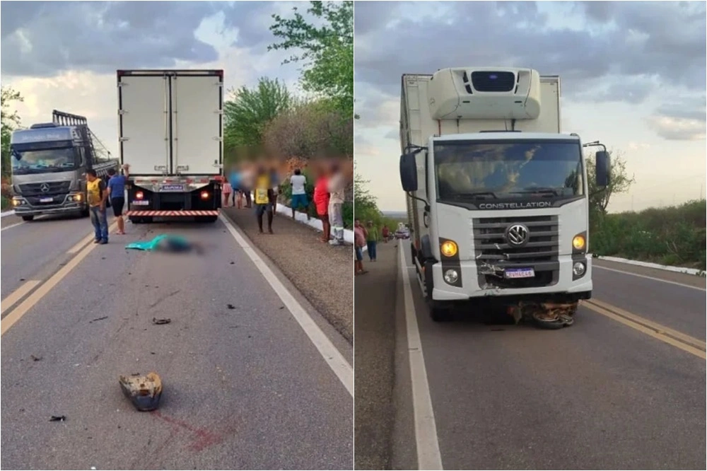 Homem morre após colisão de caminhão e motocicleta no Centro de Acauã