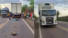 Homem morre após colisão de caminhão e motocicleta no Centro de Acauã (Foto: Reprodução)