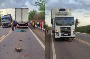 Homem morre após colisão de caminhão e motocicleta no Centro de Acauã (Foto: Reprodução)