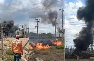 Incêndio atinge subestação de energia em Campo Maior (Foto: Reprodução)