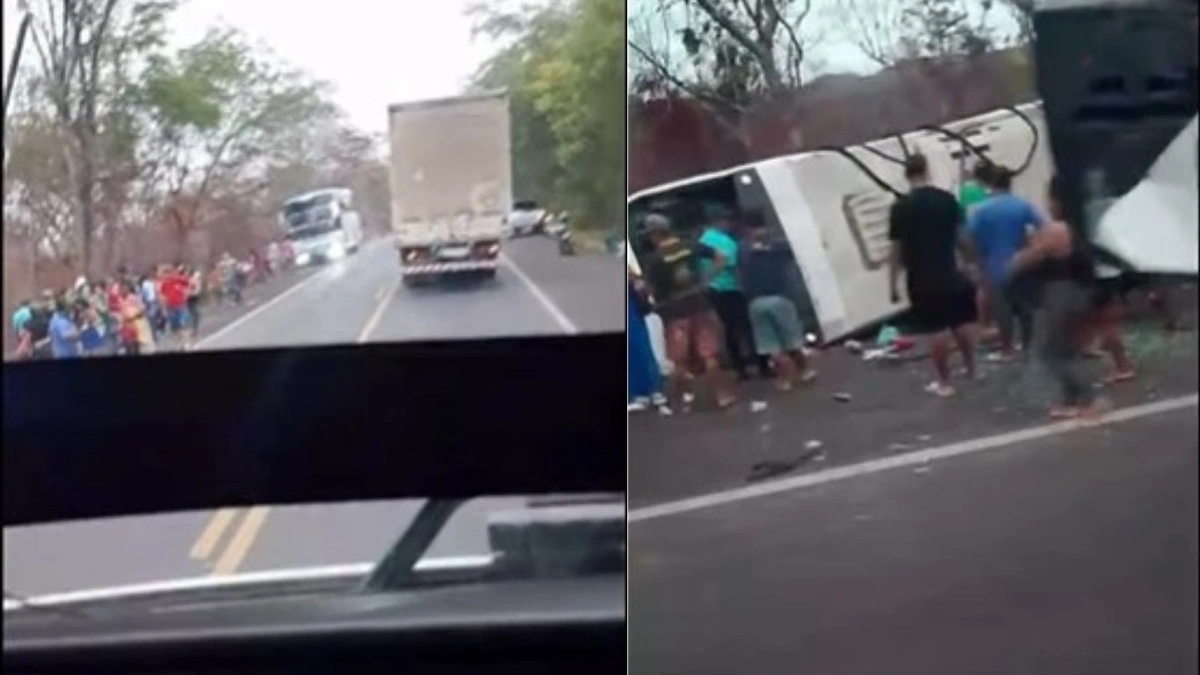 Ônibus tomba na BR-316 e deixa 30 feridos e uma morta em Caxias