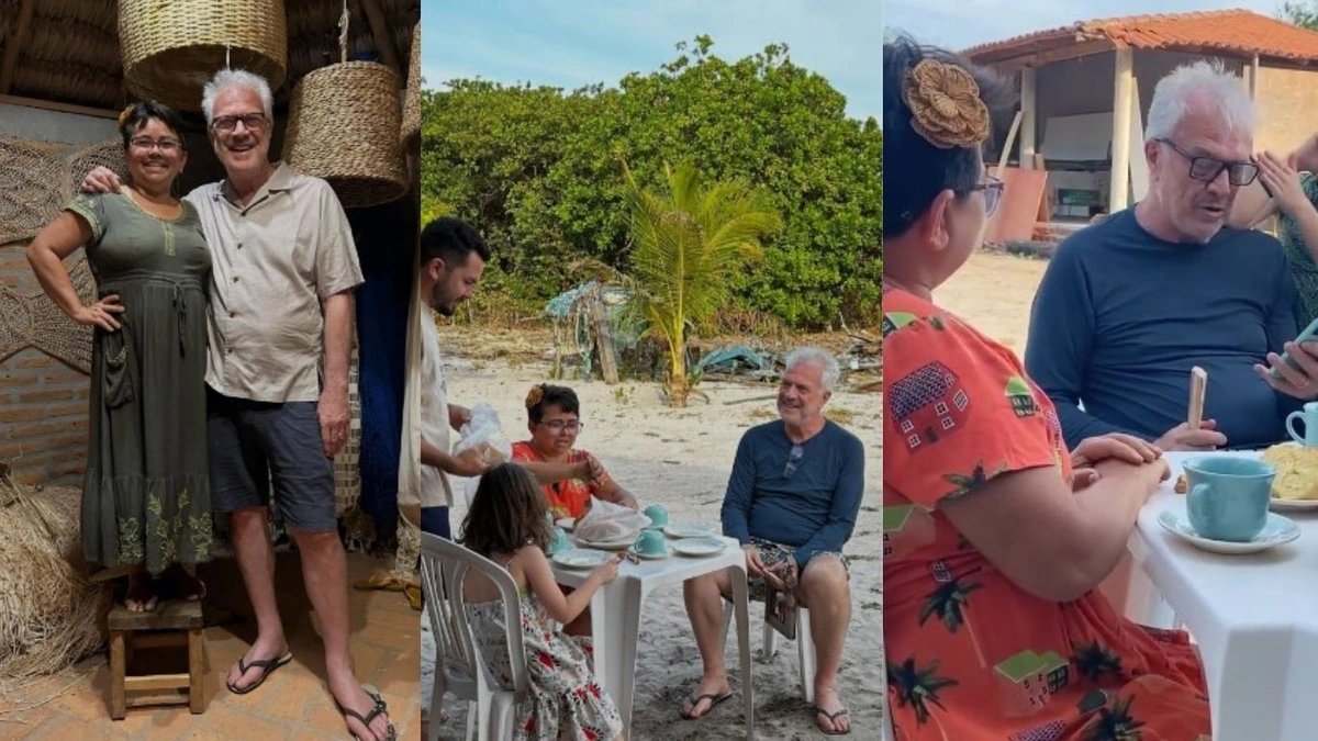 Pedro Bial e a artesã piauiense Nêda Lopes