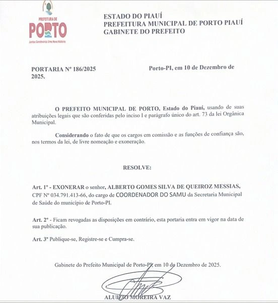 Portaria de Exoneração