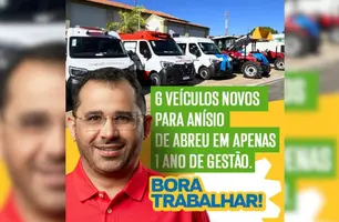 Prefeito Ramon Macêdo comemora entrega de 6 novos veículos a Anísio de Abreu (Foto: Reprodução)