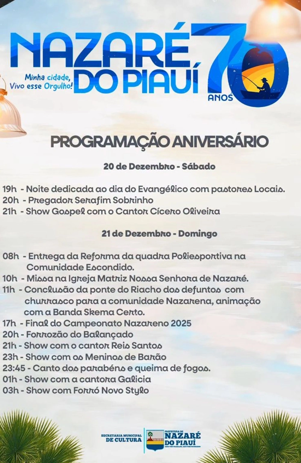 Programação do aniversário de Nazaré do Piauí