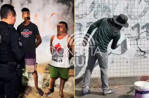 SSP-PI inicia ação para remover pichações de organizações criminosas no litoral do Piauí (Foto: SSP-PI)