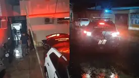 Viatura de Barro Duro chega à Central de Flagrantes com dois suspeitos de roubo (Foto: Repórter 12 / Conecta Piauí)