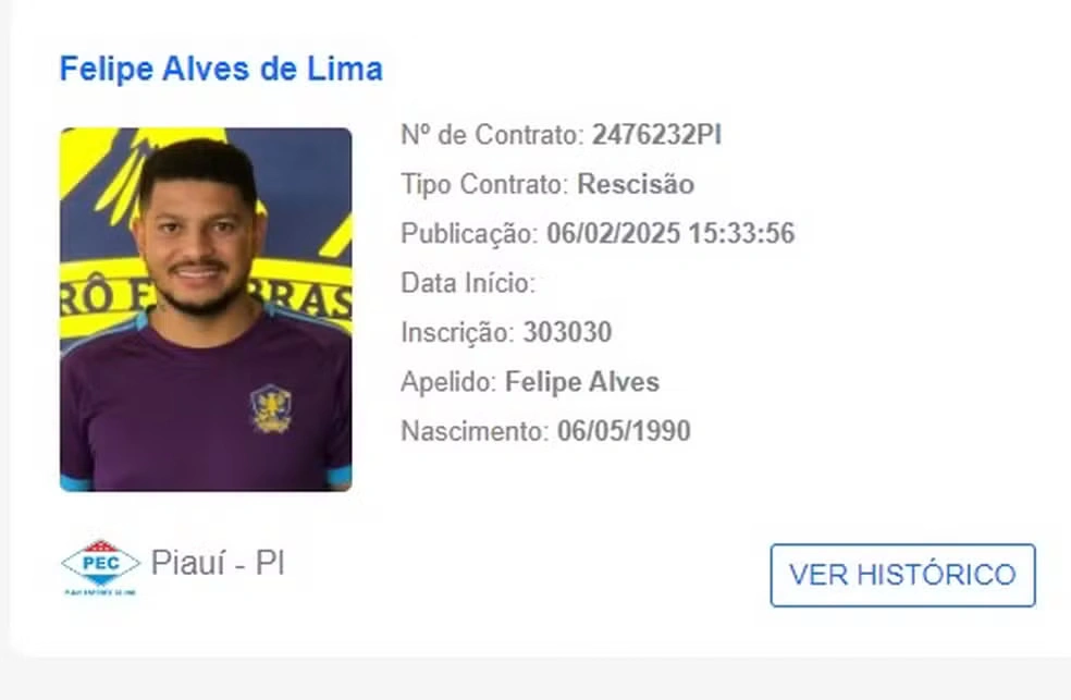 Atacante Felipe Alves de Lima