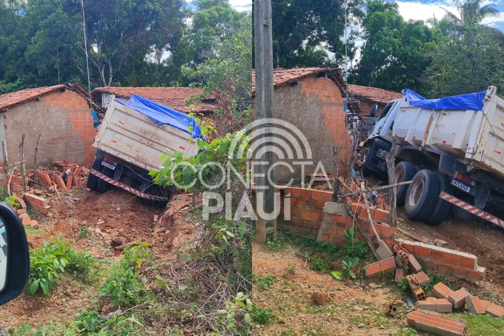 Caminhão desgovernado invade residência e deixa jovem ferida em Nazária