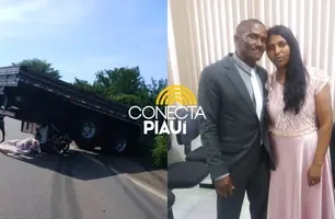 Casal morre em acidente envolvendo moto, viatura e caminhão no Piauí (Foto: Reprodução)