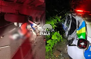 Colisão entre viatura, caminhão e moto deixa dois mortos na BR-407 (Foto: Reprodução)