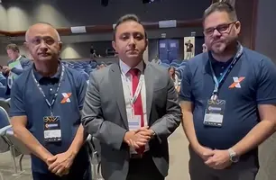 Dr. Fabio, prefeito de São Francisco do Piauí em reunião com representantes da Caixa (Foto: Reprodução/Redes Sociais)