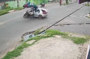 Entregador de gás protagoniza acidente espetacular em Timon (Foto: Reprodução)