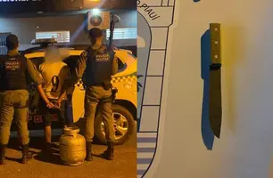 Filho é preso após roubar botijão de gás e ameaçar pai com faca em Elesbão Veloso (Foto: Divulgação/PMPI)