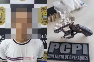 Homem com arma e drogas é preso em flagrante na zona Leste de Teresina (Foto: Reprodução)