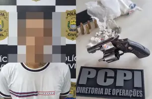 Homem com arma e drogas é preso em flagrante na zona Leste de Teresina (Foto: Reprodução)