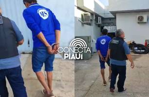 Homem é preso ao tentar registrar Boletim de Ocorrência em Teresina (Foto: Repórter 12/Conecta Piauí)