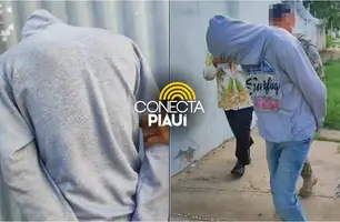 Homem é preso com celular roubado e encaminhado à Central de Flagrantes pelo BOPE (Foto: Conecta Piauí)
