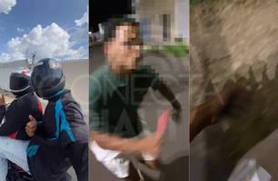Homem usa faca para reagir a pegadinha de falso assalto de dupla em Teresina (Foto: Reprodução)