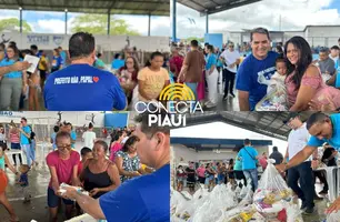 Júnior Carvalho distribui 1.500 cestas básicas em seu aniversário (Foto: Conecta Piauí)