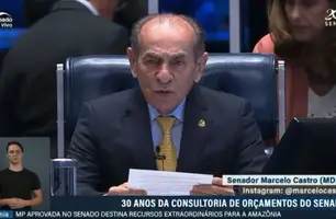 Marcelo Castro discursa durante abertura da sessão especial (Foto: Reprodução/TV Senado)