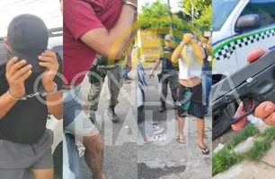 Marcelo 'Negão' e outros suspeitos de assalto a bancos são presos em Teresina (Foto: Repórter 12/Conecta Piauí)