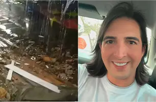 Marquise de mercado desaba sobre suplente de vereador em Castelo do Piauí (Foto: Reprodução)